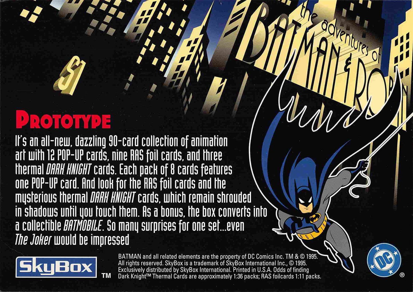 1995 Skybox ADVENTURES OF BATMAN & ROBIN promo trading card