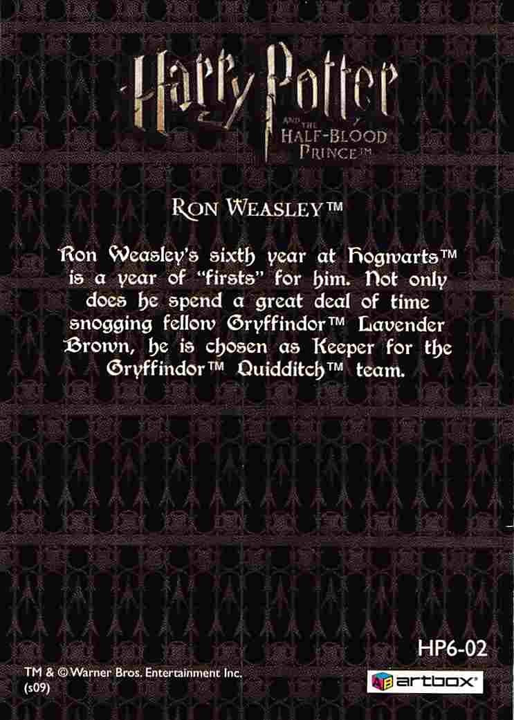 Artbox HARRY POTTER HALF BLOOD PRINCE set (5) promo cards lenticular HP6-01