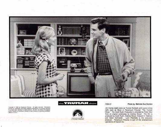 Jim Carrey TRUMAN SHOW Laura Linney original 10x8 press photo 1998