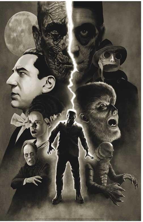 Dracula UNIVERSAL MONSTERS Frankenstein Wolfman Invisible Man movie poster 11x17