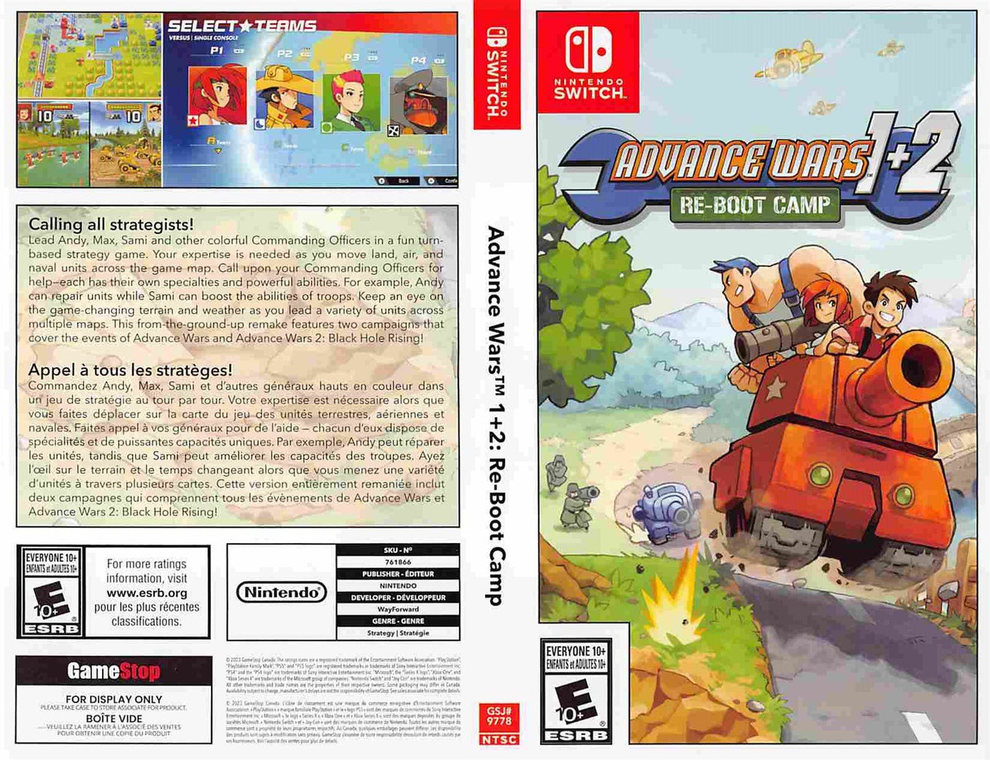 Nintendo Switch ADVANCE WARS 1+2: RE-BOOT CAMP store display box art