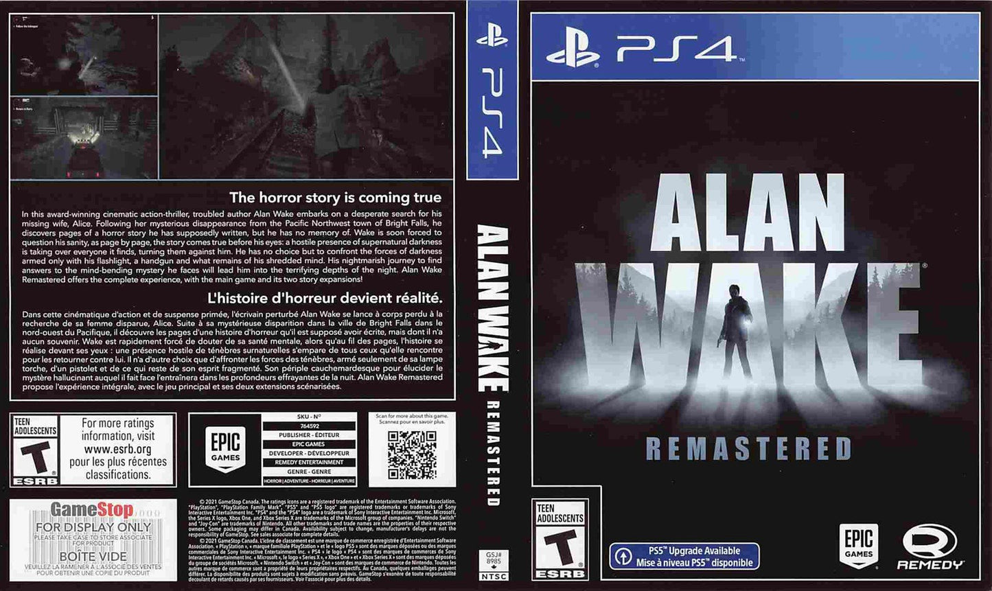 Epic ALAN WAKE REMASTERED store display box art Sony PS4