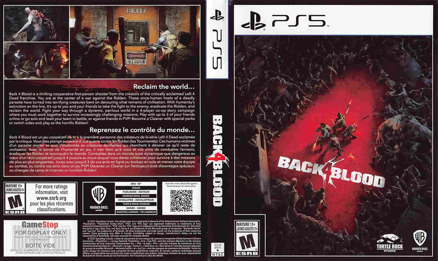 BACK 4 BLOOD store display box art Sony PS5