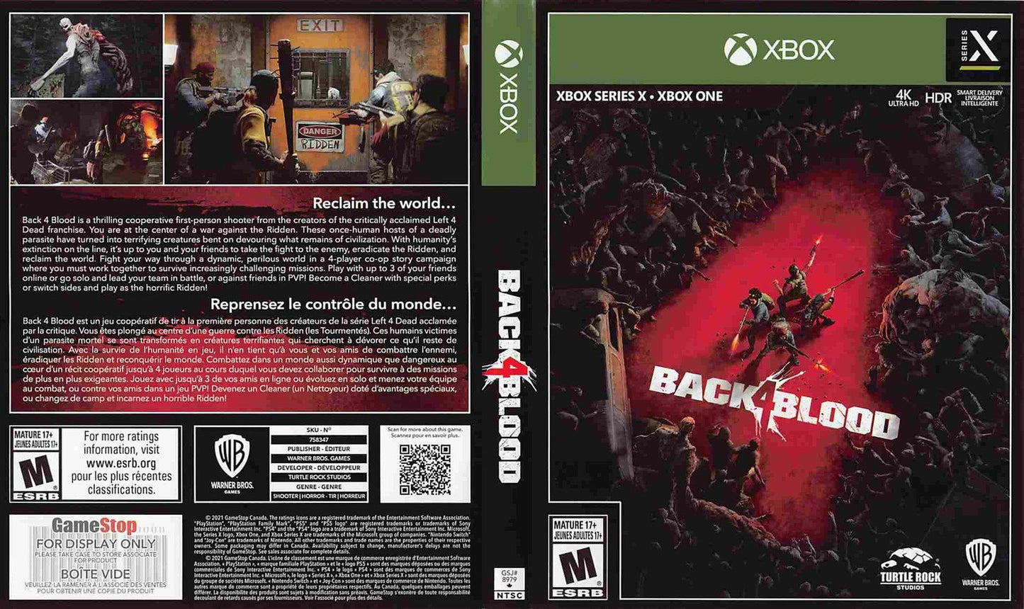 BACK 4 BLOOD store display box art Microsoft Xbox