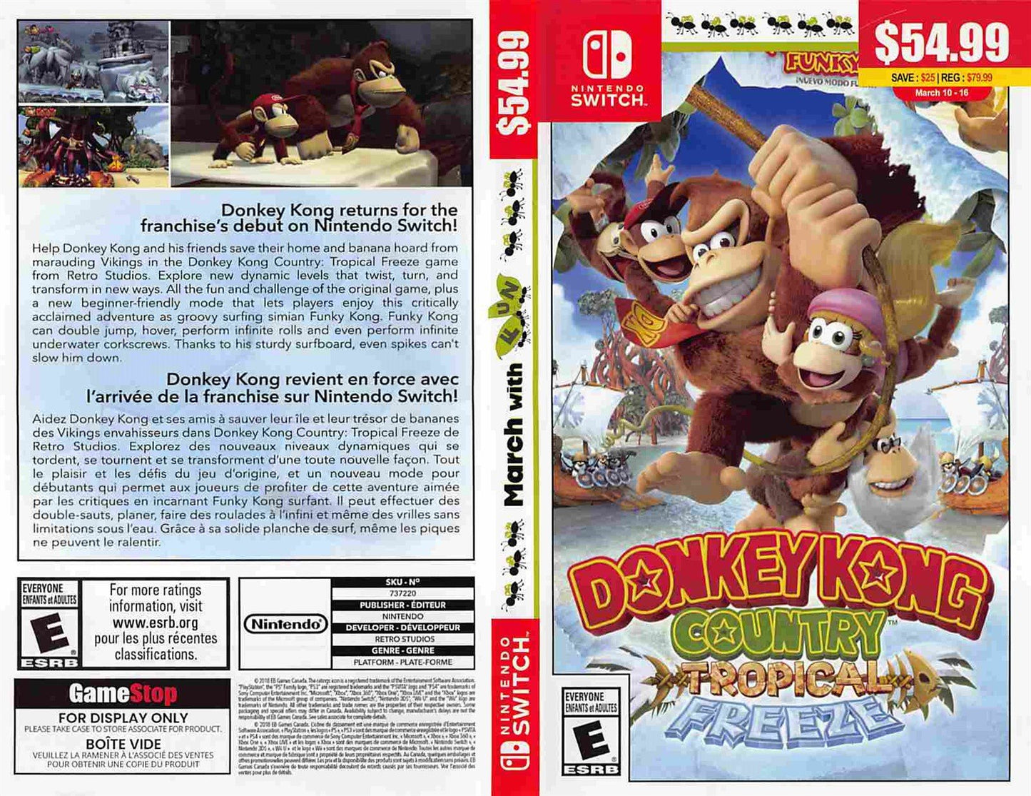 Nintendo DONKEY KONG COUNTRY TROPICAL FREEZE store display MARCH WITH FUN art