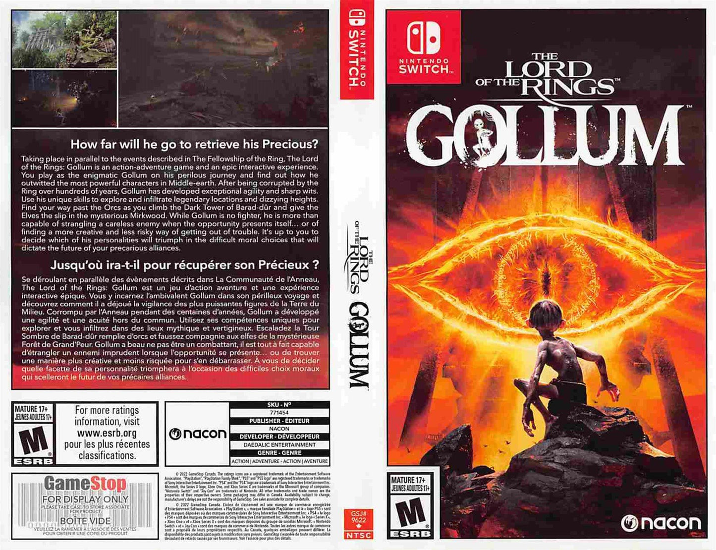 Nintendo Switch LORD OF THE RINGS GOLLUM store display box art
