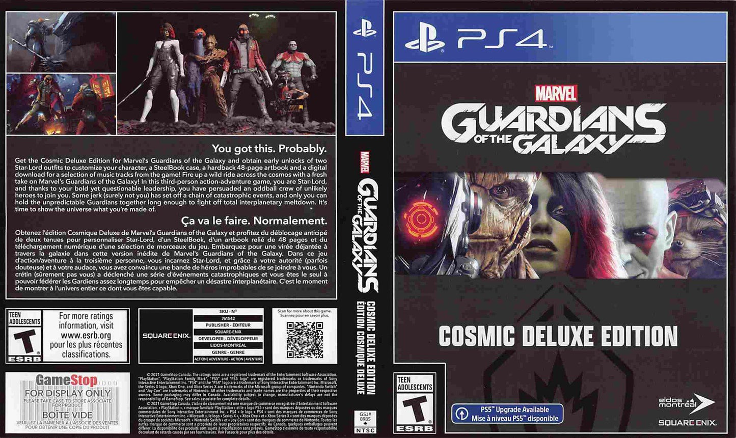 Square Enix GUARDIANS OF THE GALAXY COSMIC DELUXE store display box art Sony PS4