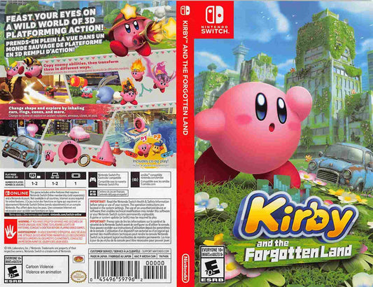 Nintendo Switch KIRBY AND THE FORGOTTEN LAND replacement box art