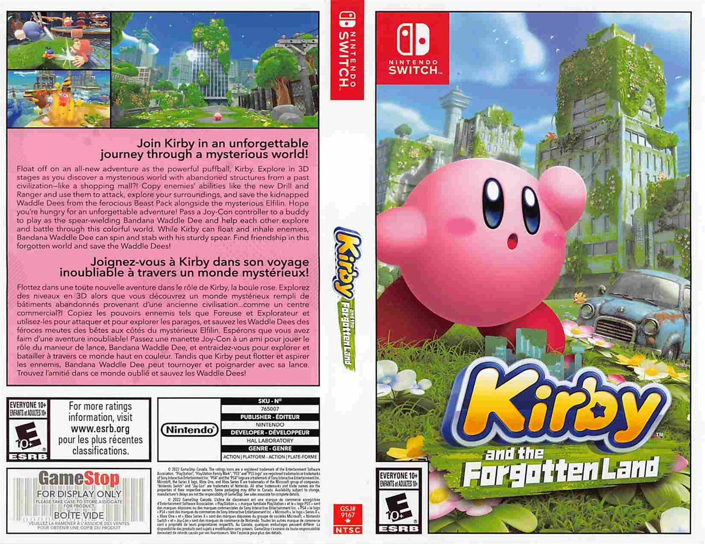 Nintendo Switch KIRBY AND THE FORGOTTEN LAND store display box art