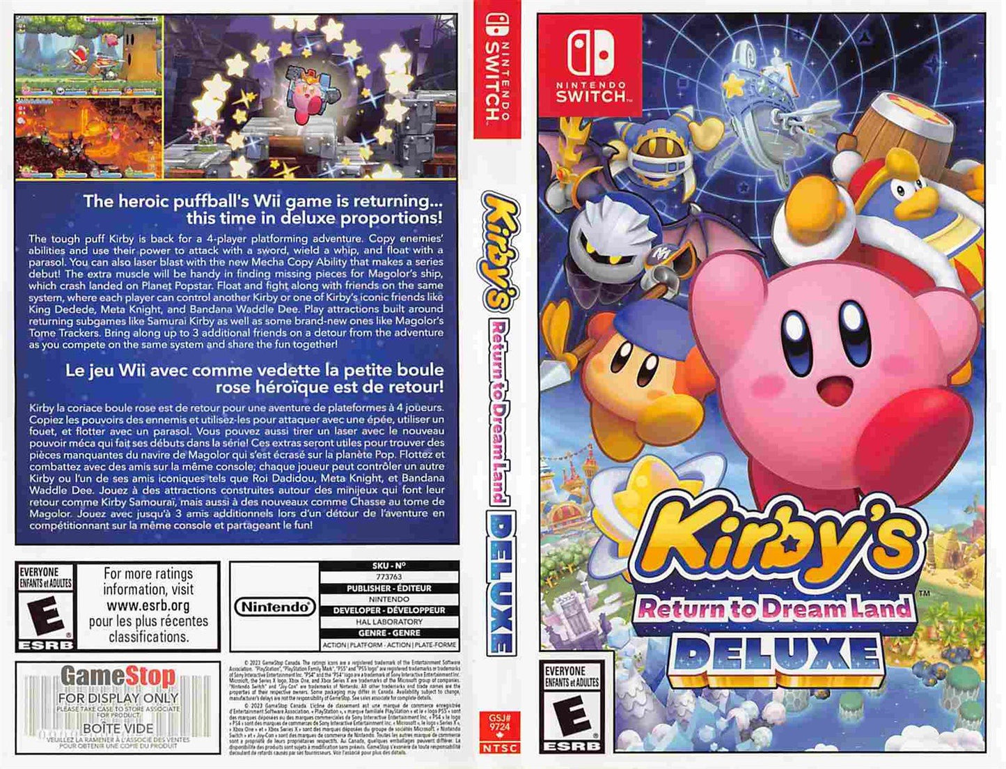 Nintendo Switch KIRBY'S RETURN TO DREAMLAND DELUXE store display box art