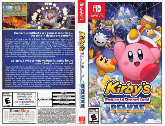 Nintendo Switch KIRBY'S RETURN TO DREAMLAND DELUXE store display box art