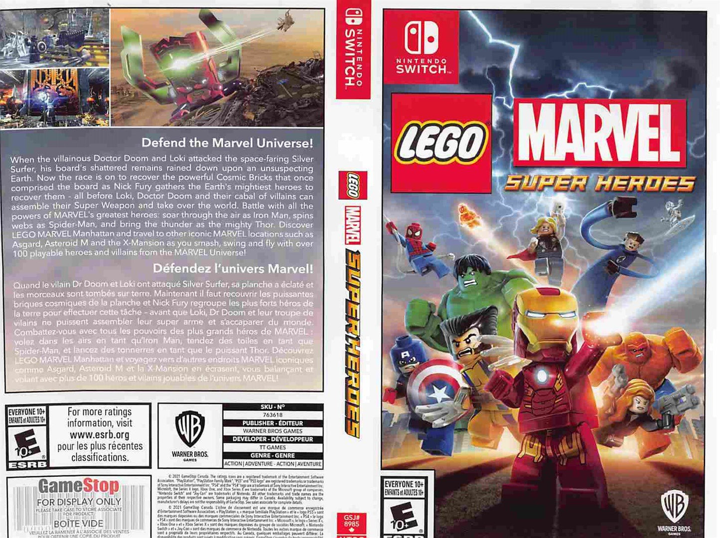 Nintendo Switch LEGO MARVEL SUPER HEROES store display box art