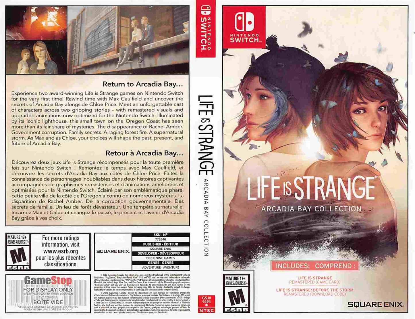 Nintendo Switch LIFE IS STRANGE ARCADIA BAY COLLECTION store display box art