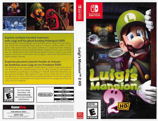 Nintendo Switch LUIGI'S MANSION 2 HD store display box art