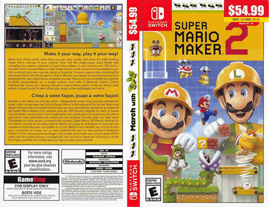 Nintendo Switch SUPER MARIO MAKER 2 store display MARCH WITH FUN box art