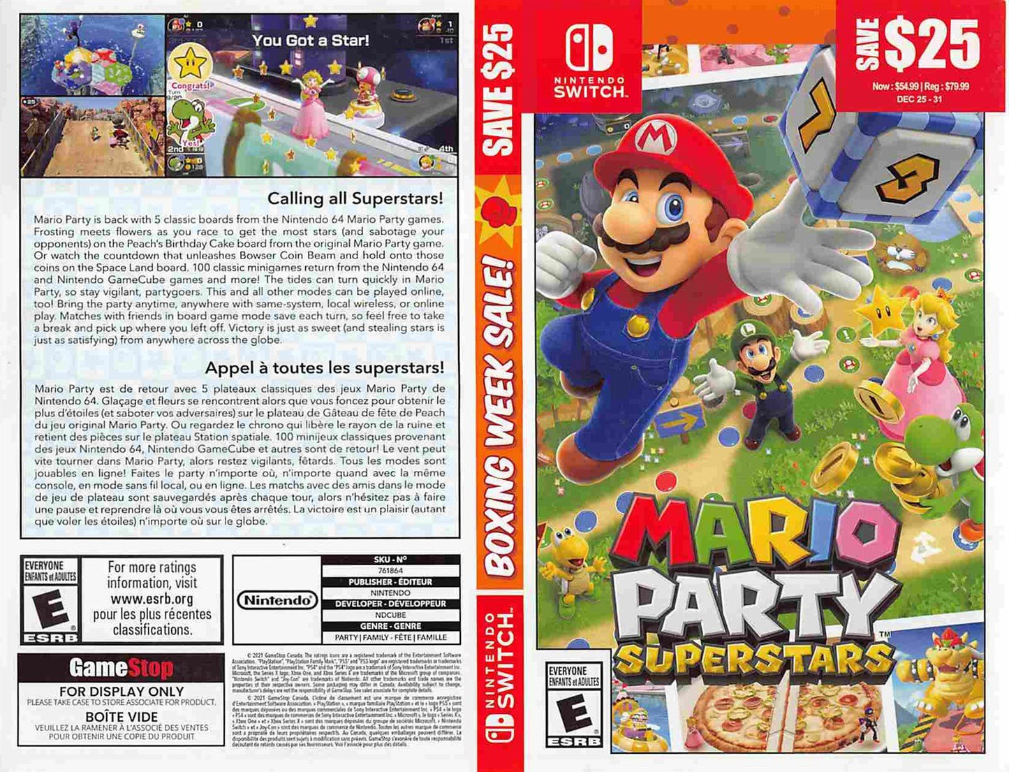 Nintendo Switch MARIO PARTY SUPERSTARS store display BOXING WEEK box art