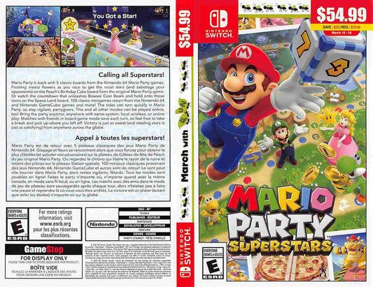 Nintendo Switch MARIO PARTY SUPERSTARS store display MARCH WITH FUN box art