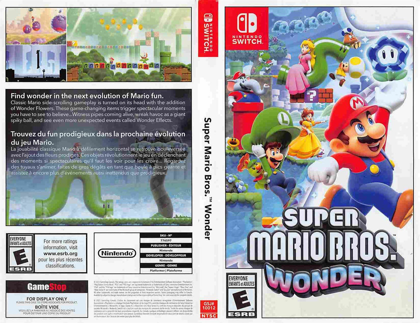 Nintendo Switch SUPER MARIO BROS. WONDER store display box art