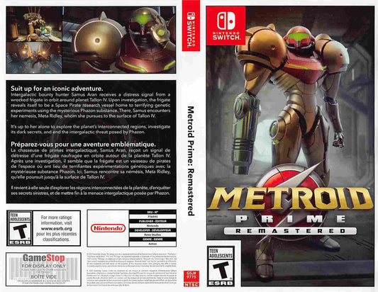 Nintendo Switch METROID PRIME REMASTERED store display box art