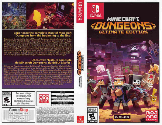 Nintendo Switch MINECRAFT DUNGEONS ULTIMATE EDITION store display box art