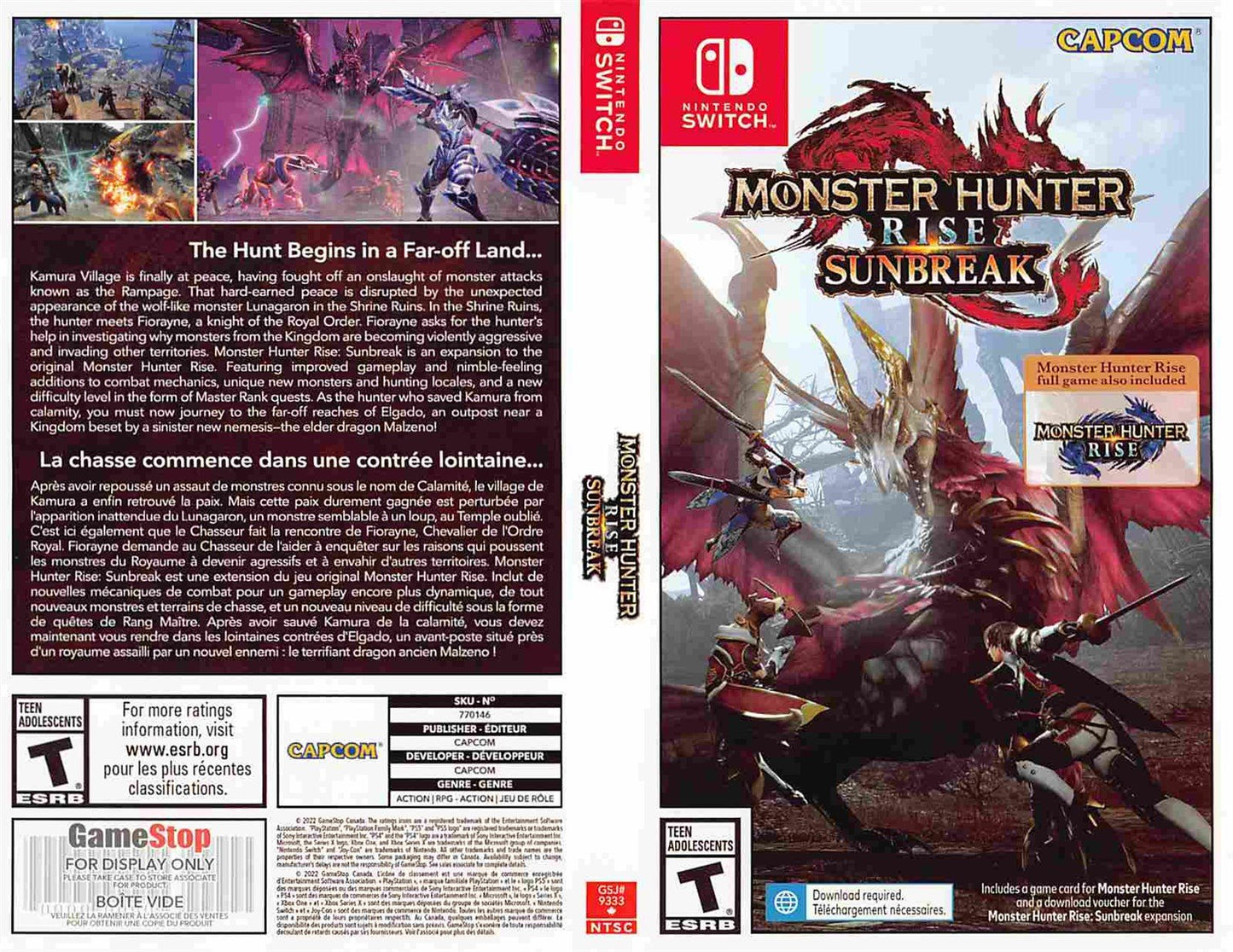 Nintendo Switch MONSTER HUNTER RISE SUNBREAK store display box art