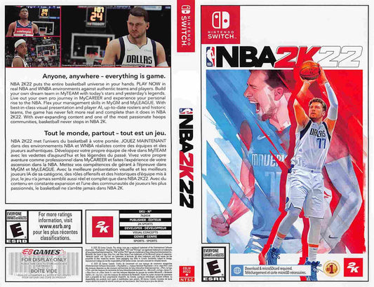 Nintendo Switch NBA 2K22 store display box art