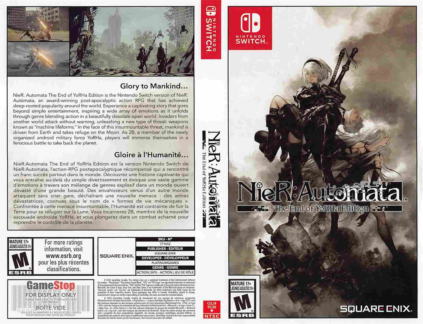 Nintendo Switch NIER: AUTOMATA END OF THE YORHA EDITION store display box art