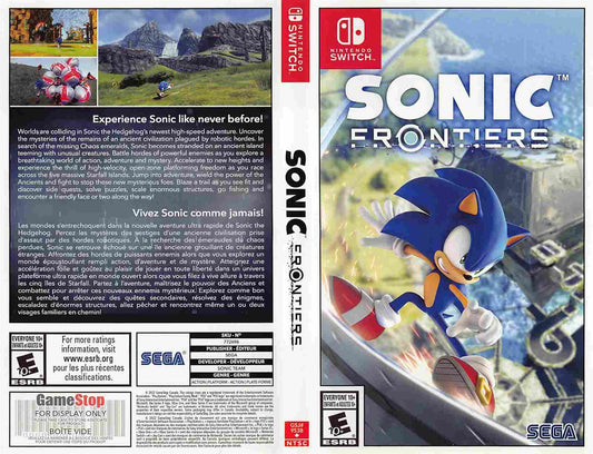 Nintendo Switch SONIC FRONTIERS store display box art