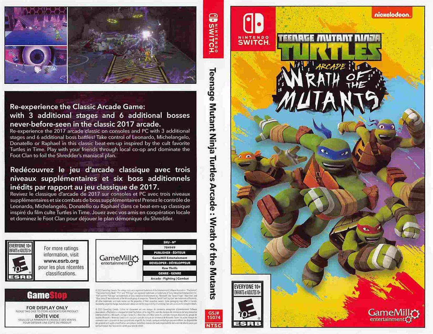 NES Switch TEENAGE MUTANT NINJA TURTLES WRATH OF MUTANTS store display box art