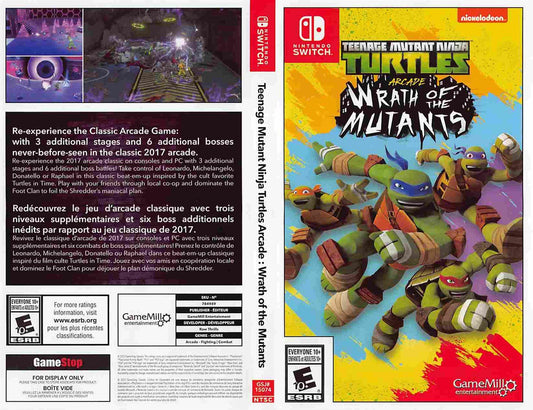 NES Switch TEENAGE MUTANT NINJA TURTLES WRATH OF MUTANTS store display box art