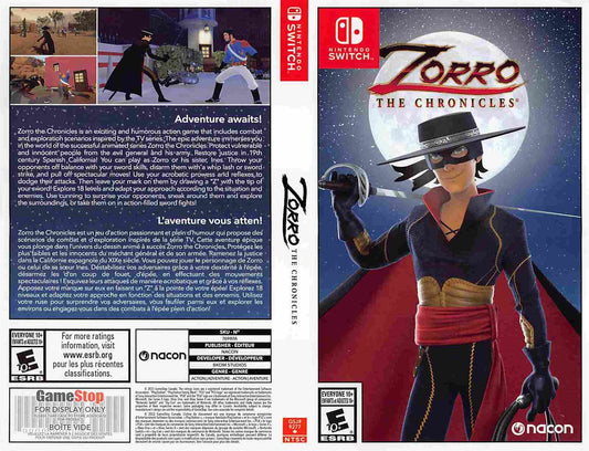 Nintendo Switch ZORRO THE CHRONICLES store display box art