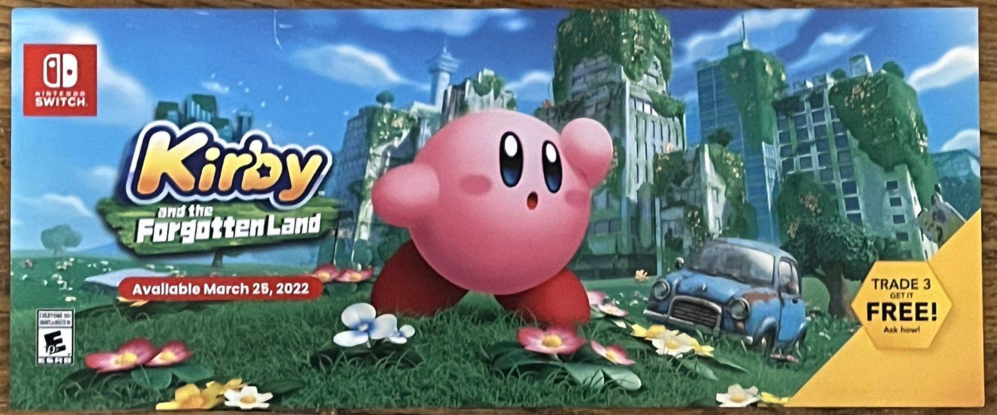 Nintendo Switch wall display KIRBY AND THE FORGOTTEN LAND store sign MINT