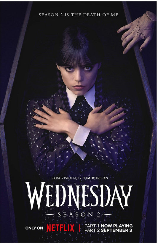 Jenna Ortega WEDNESDAY coffin movie poster 11x17 S2 Tim Burton