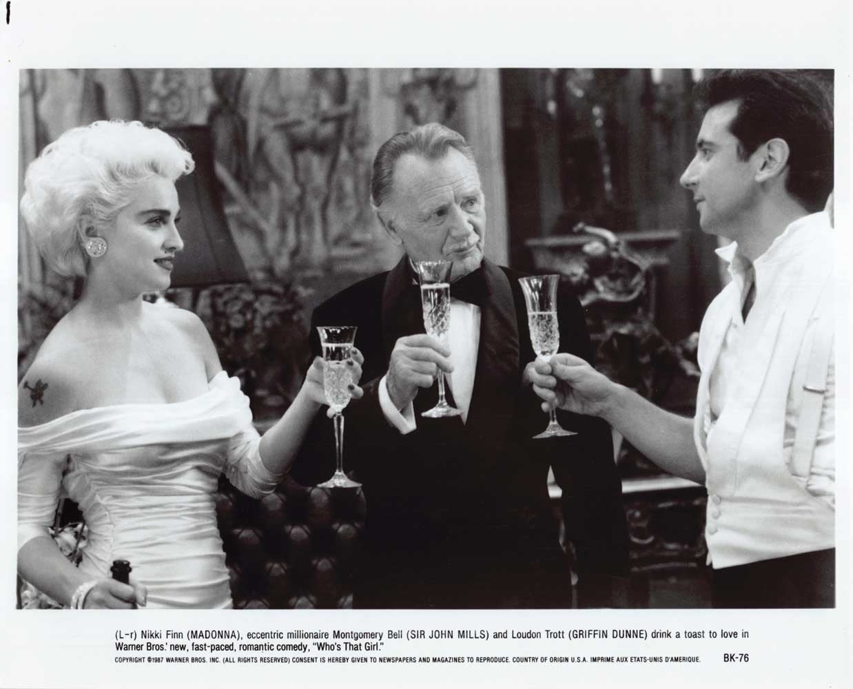 Madonna WHO'S THAT GIRL Sir John Mills Griffin Dunne original 10x8 press photo