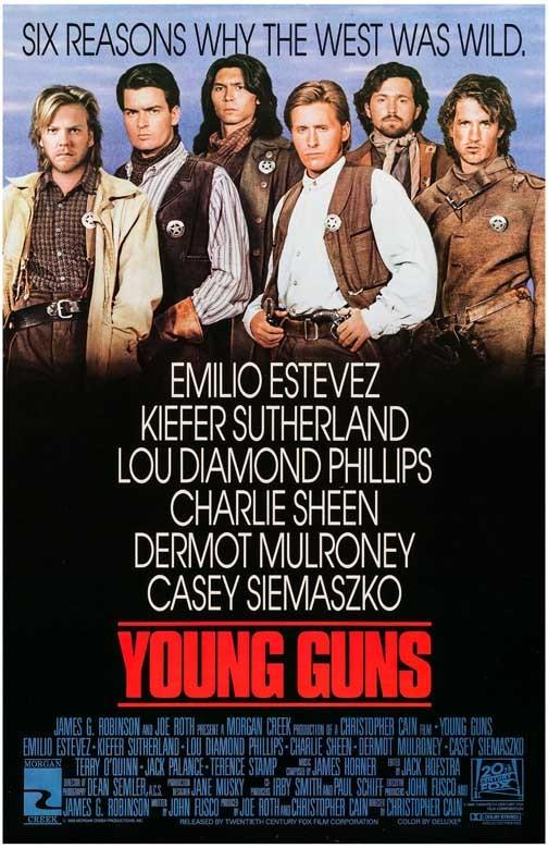 Kiefer Sutherland YOUNG GUNS Charlie Sheen Emilio Estevez movie poster 11x17