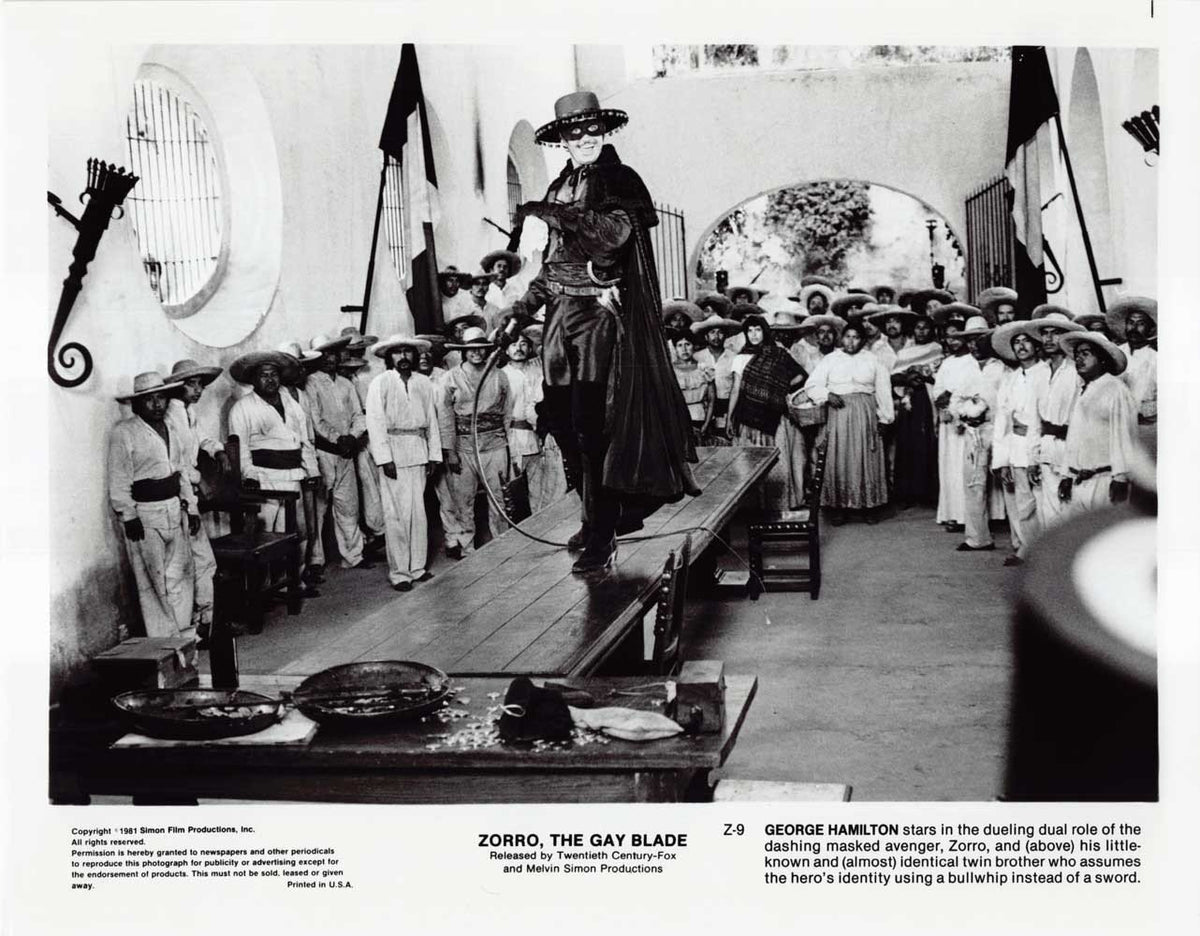 George Hamilton ZORRO, THE GAY BLADE bullwhip original 10x8 photo 1981