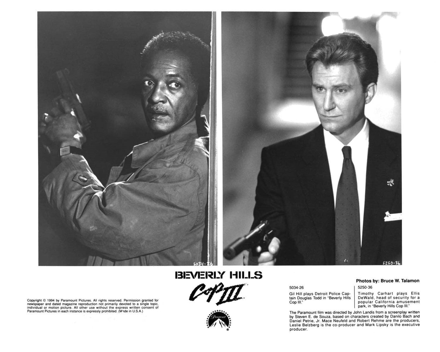 Gil Hill Eddie Murphy BEVERLY HILLS COP 3 T Carhart original press photo 1994