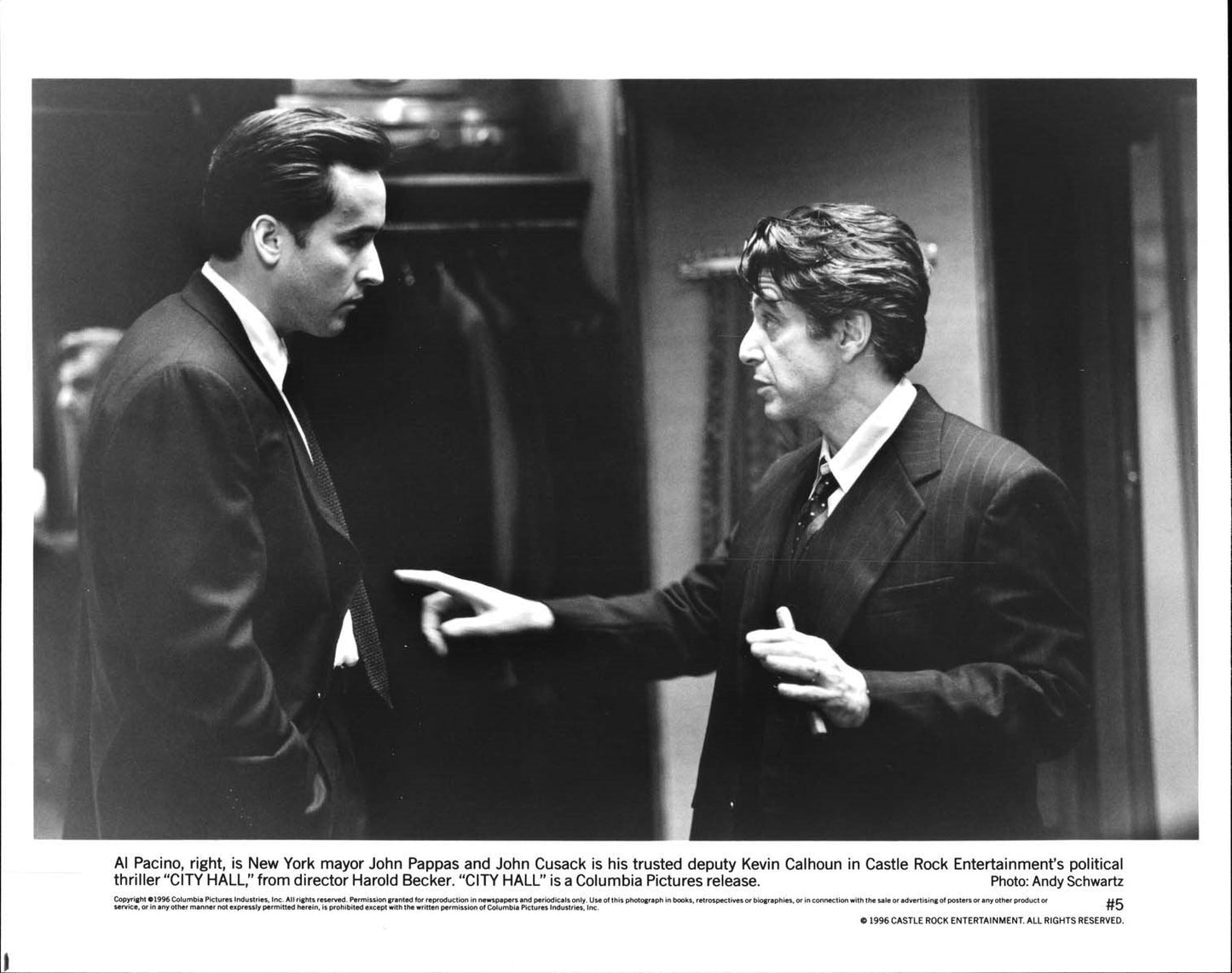 Al Pacino CITY HALL John Cusack original press photo 1996