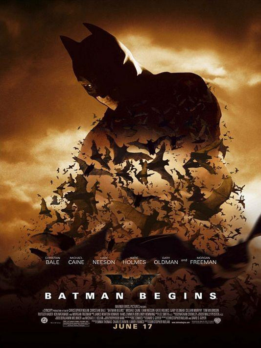 Christian Bale BATMAN BEGINS 2005 original rolled DS movie poster 27x40 Bats
