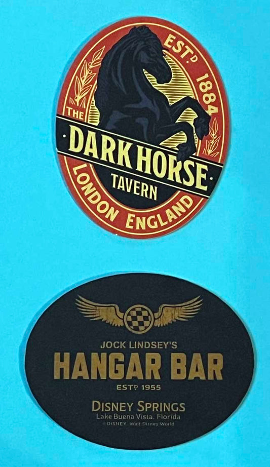 Disney JOCK LINDSEY'S HANGAR BAR Indiana Jones DARK HORSE TAVERN drink coaster