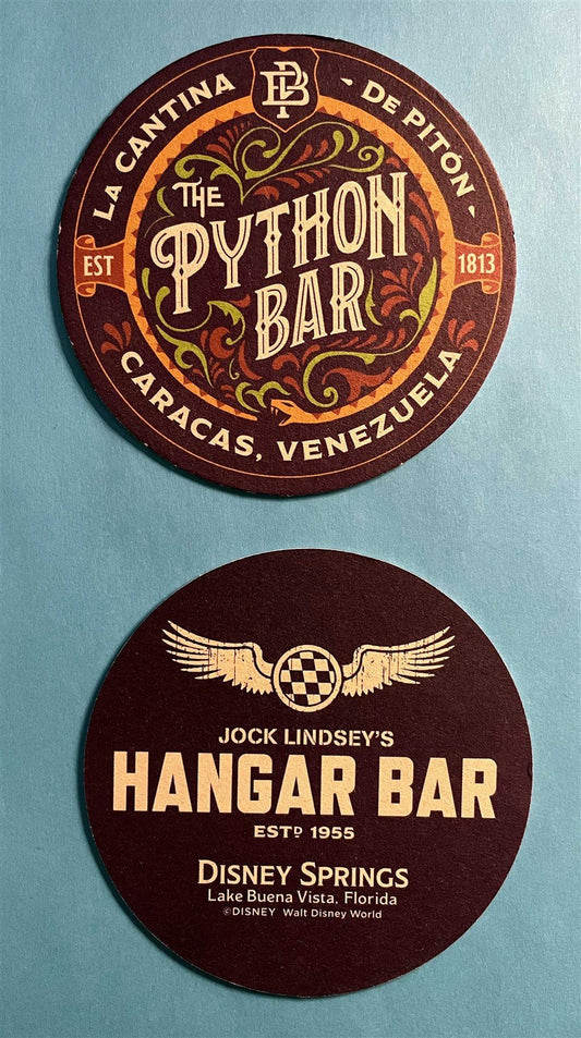 Disney JOCK LINDSEY'S HANGAR BAR Indiana Jones PYTHON BAR drink coaster