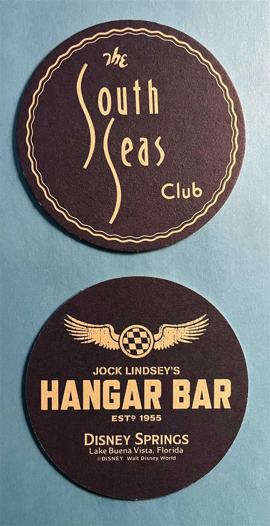 Disney JOCK LINDSEY'S HANGAR BAR Indiana Jones SOUTH SEAS CLUB drink coaster