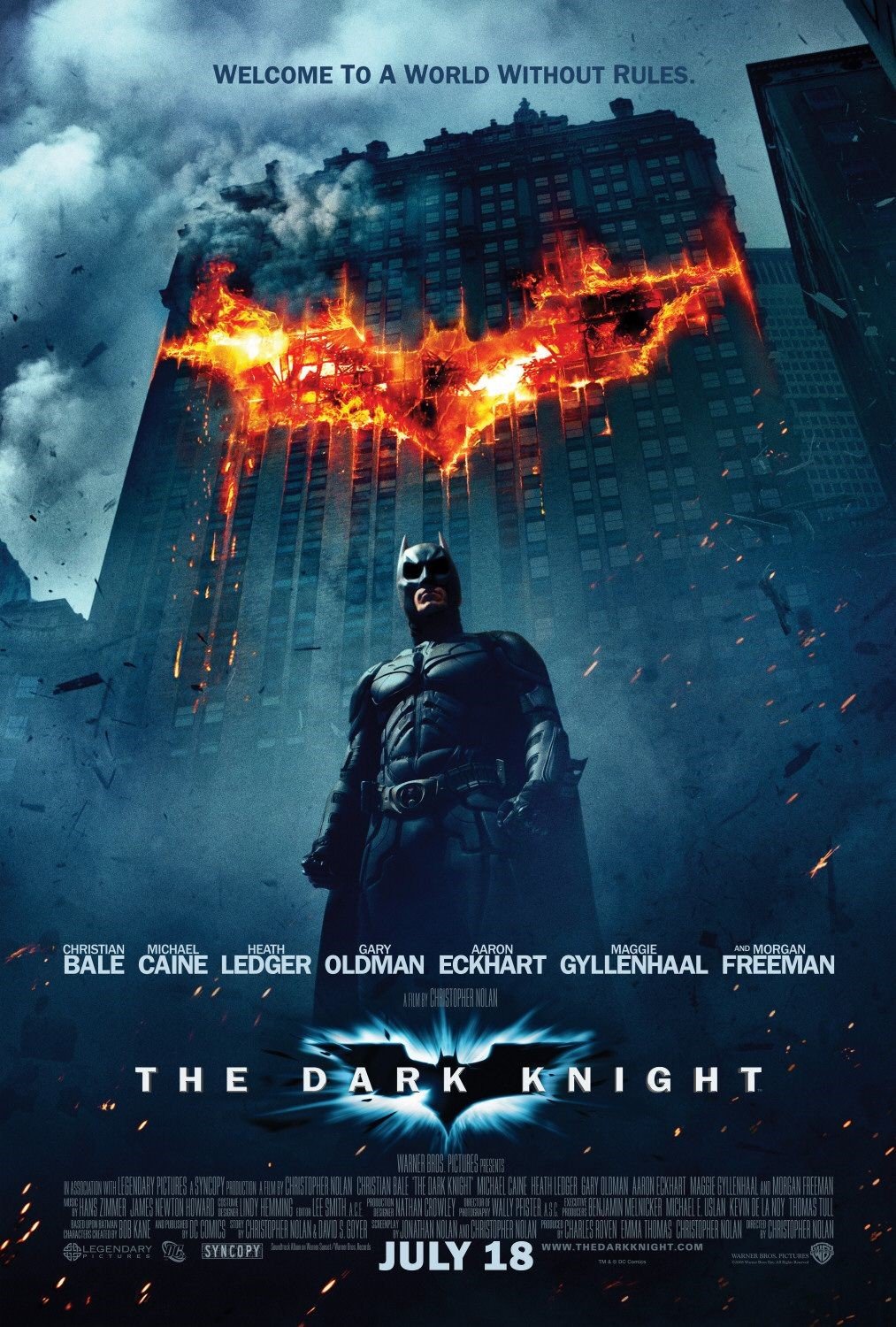 Christian Bale DARK KNIGHT Burning Logo original rolled DS movie poster 27x40