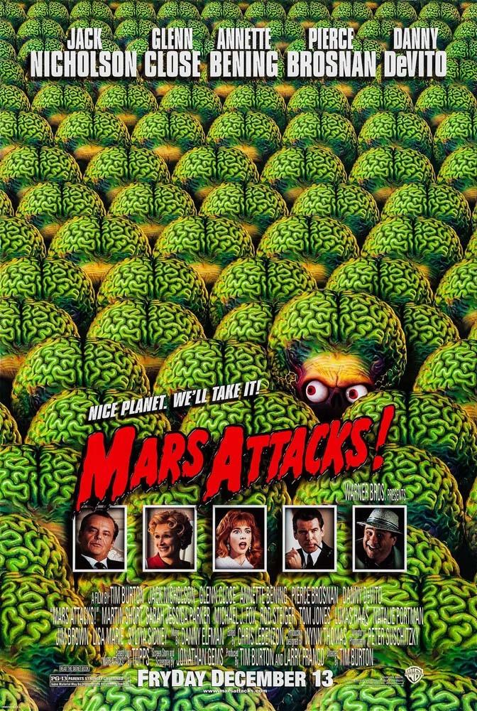 Tim Burton MARS ATTACKS! Jack Nicholson original DS movie poster 27x40 rolled