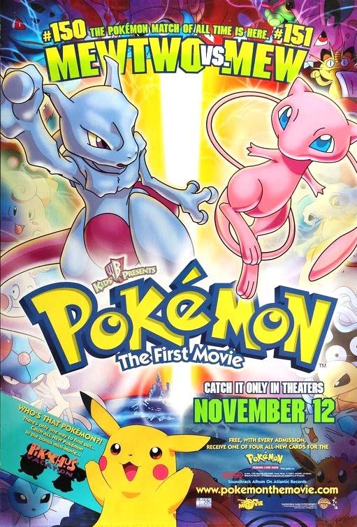 MewTwo vs Mew POKEMON THE FIRST MOVIE original DS movie poster 27x40 rolled 1999