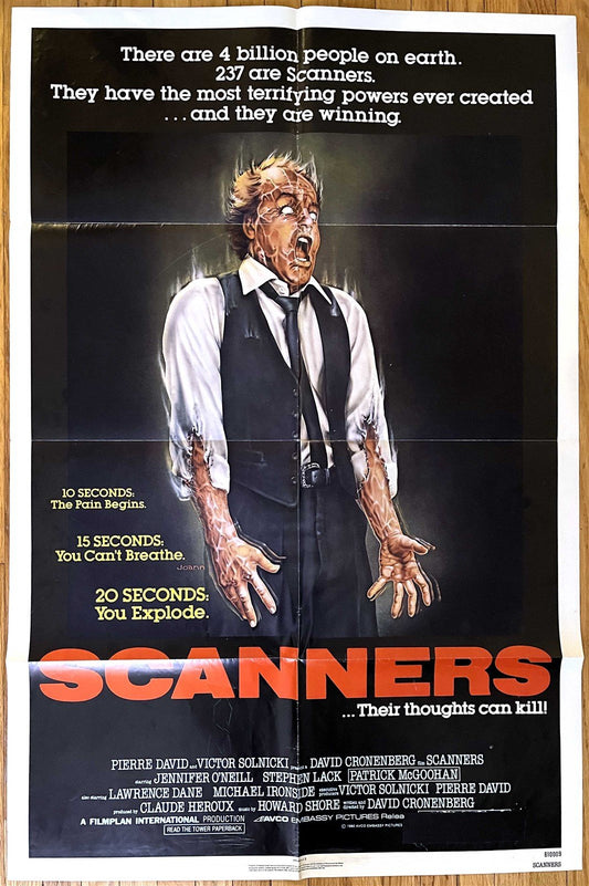 David Cronenberg SCANNERS Michael Ironside movie poster 1981 ORIGINAL 27x41