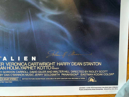 ALIEN 15th Anniversary numbered limited movie poster Killian JOHN ALVIN SIGNED
