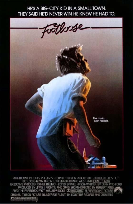 Kevin Bacon FOOTLOOSE Lori Singer 1984 promo movie poster ORIGINAL 17x24 rolled