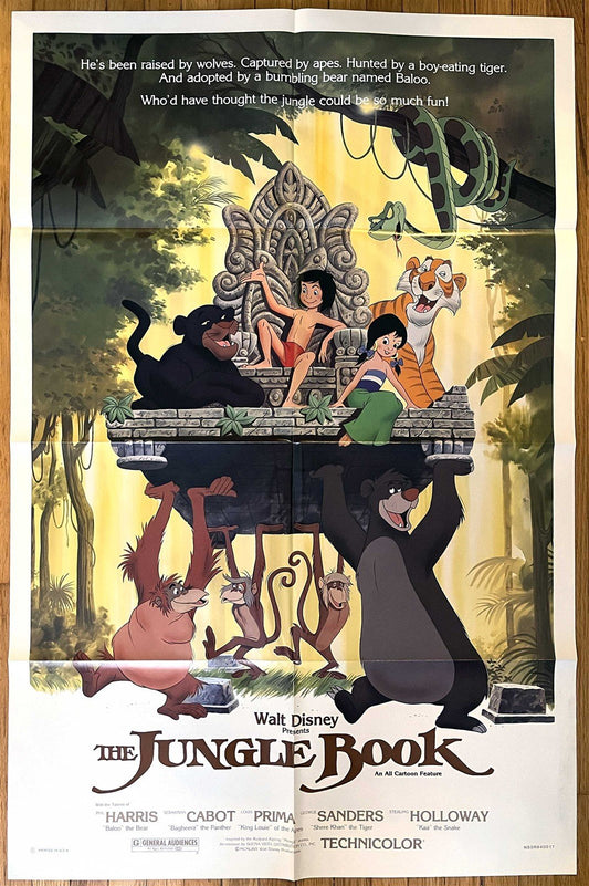 Walt Disney THE JUNGLE BOOK movie poster 1984 ORIGINAL 27x41