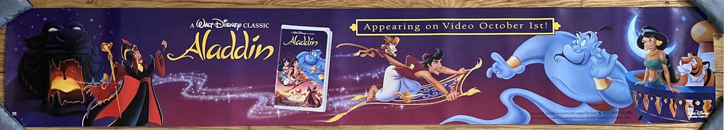 Robin Williams Disney animated ALADDIN video release banner 66x11
